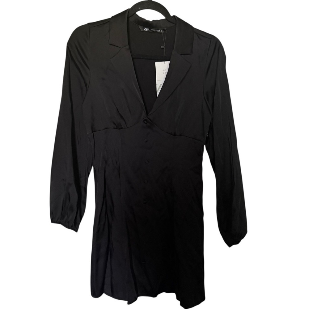 Zara Satin Mini Dress Long Sleeve